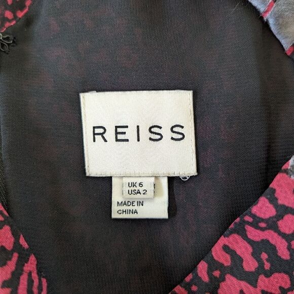 Reiss Black Red Loretta Flutter Sleeves Dress 2 Whimsigoth Fairy Grunge Witchy - Picture 2 of 11